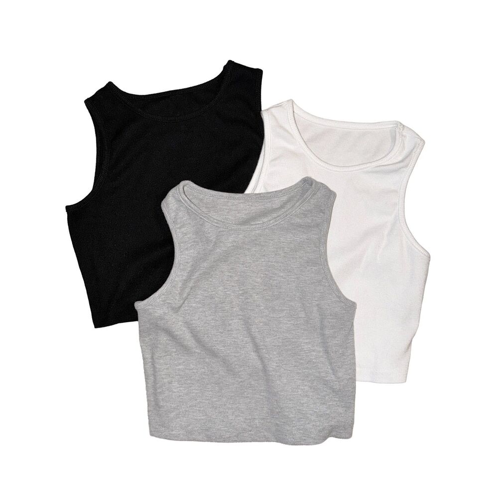 cropped ribbed halter neck top bundle